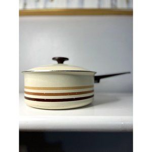 Vintage West Bend Townhouse 1 Quart Stainless Sauce Pan Pot w/Lid Retro Striped